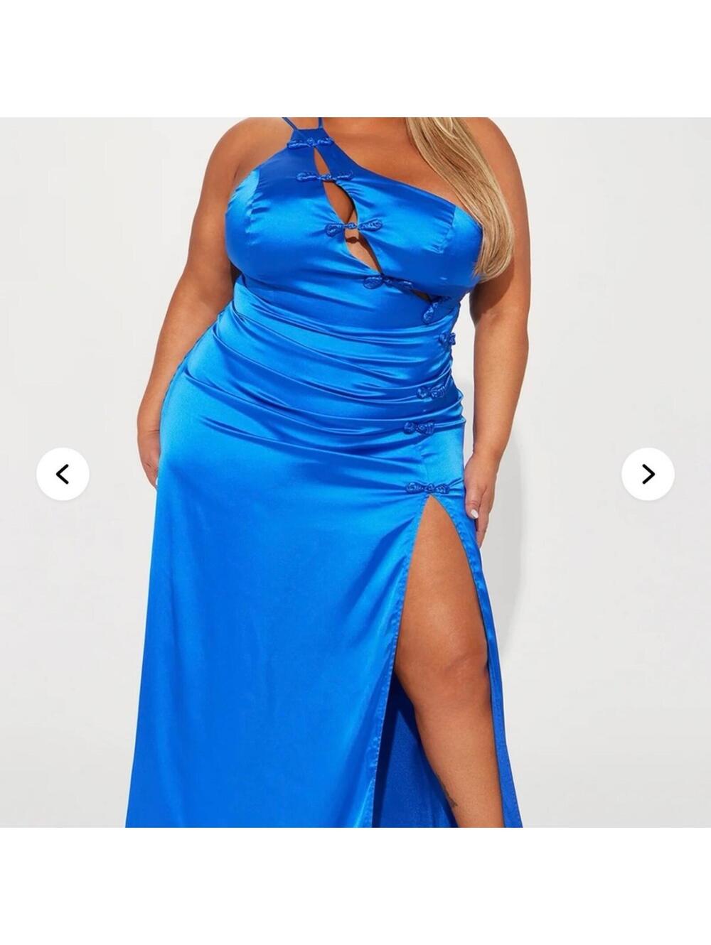 Fashion Nova One Shoulder Blue Dress
